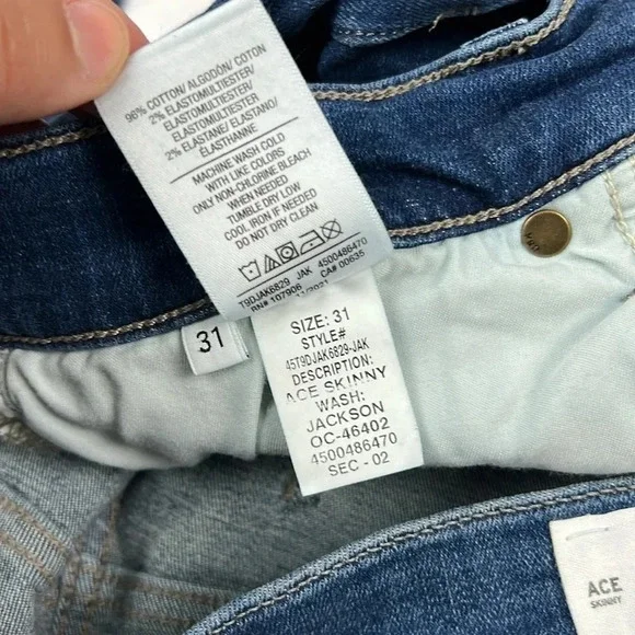 Hudson Men 31 Ace Skinny‎ Fit Slightly Stretchy Jean Wash Jackson